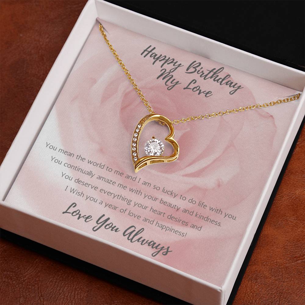 Wife Heart Necklace Birthday Beauty, Kindness - Rose