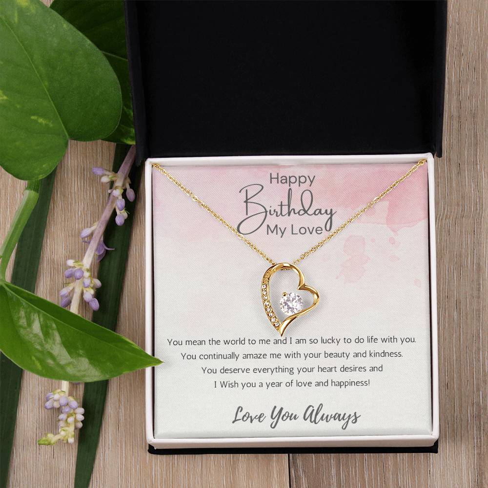 Wife Heart Necklace Birthday Beauty, Kindness- Pink