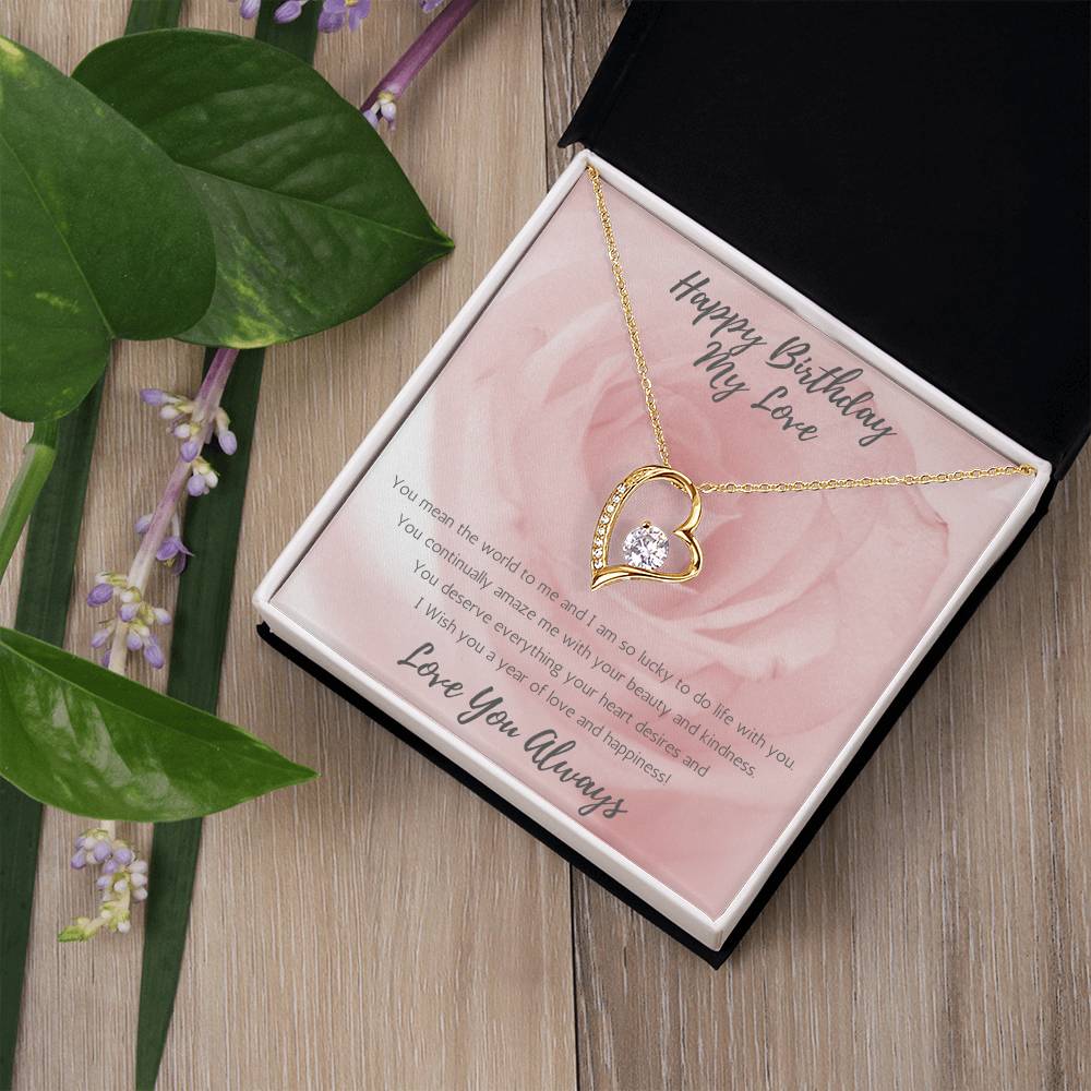 Wife Heart Necklace Birthday Beauty, Kindness - Rose