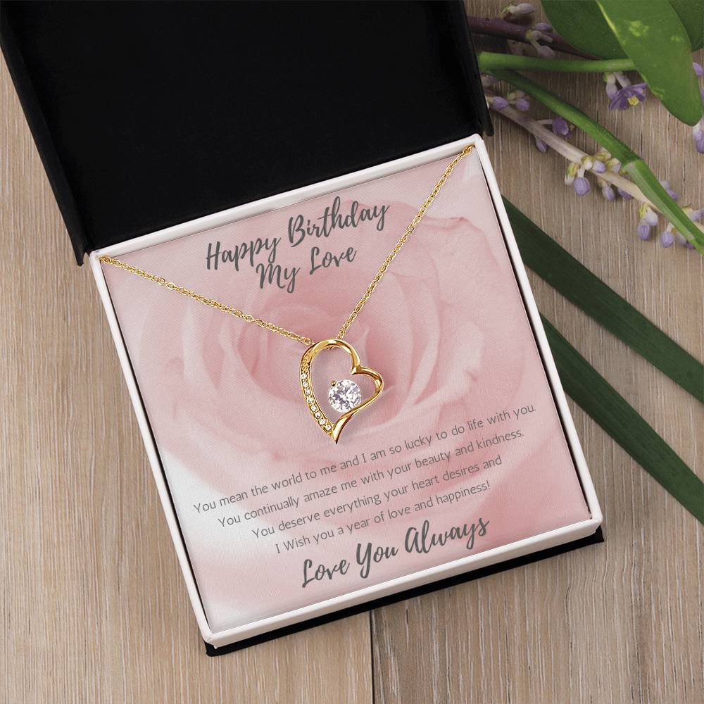 Wife Heart Necklace Birthday Beauty, Kindness - Rose