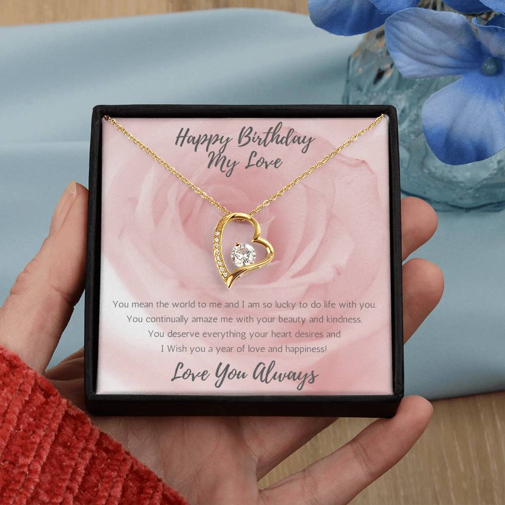 Wife Heart Necklace Birthday Beauty, Kindness - Rose