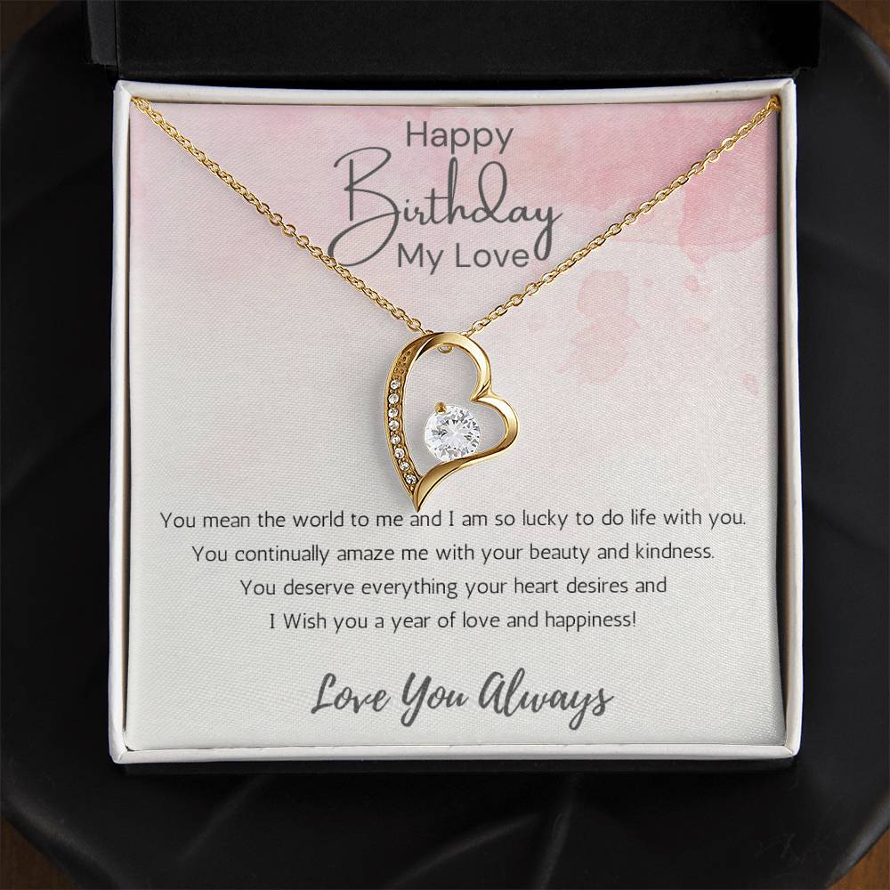 Wife Heart Necklace Birthday Beauty, Kindness- Pink