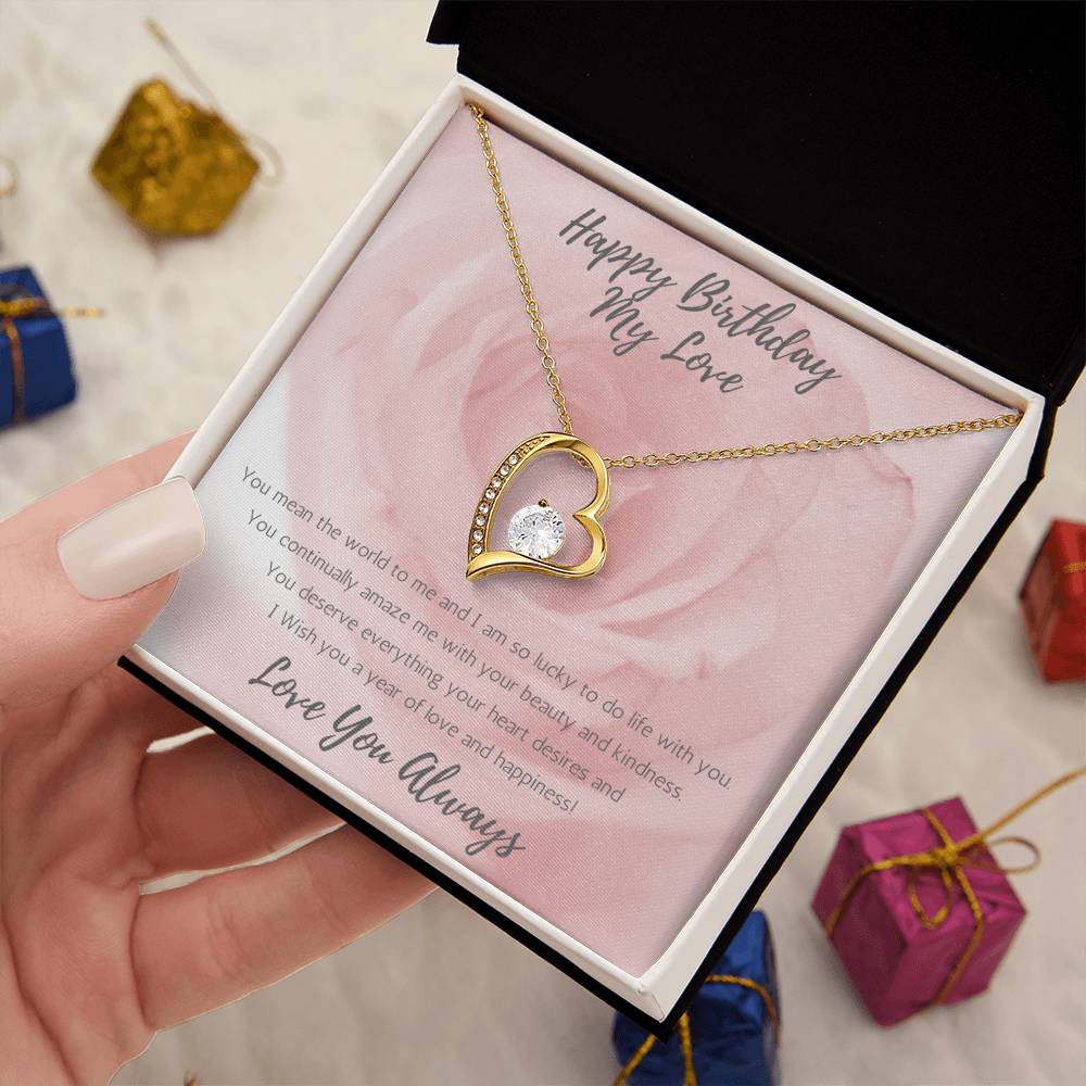 Wife Heart Necklace Birthday Beauty, Kindness - Rose