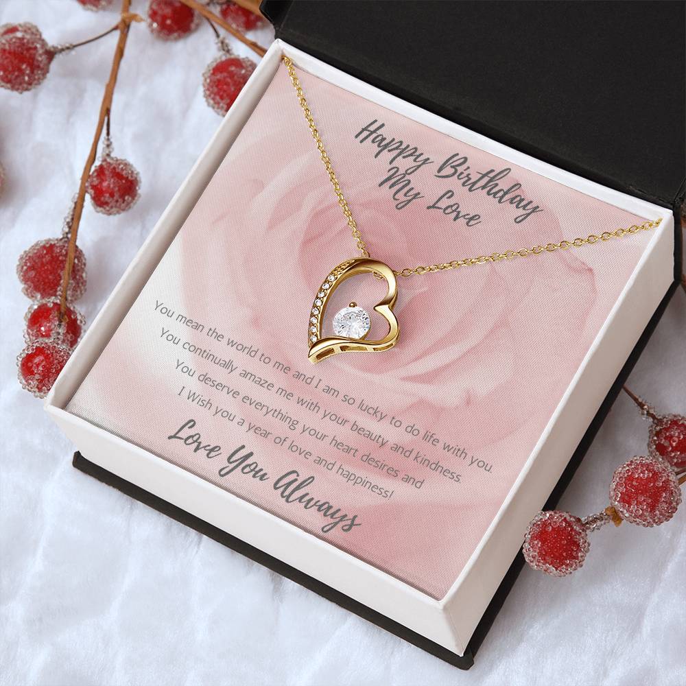 Wife Heart Necklace Birthday Beauty, Kindness - Rose