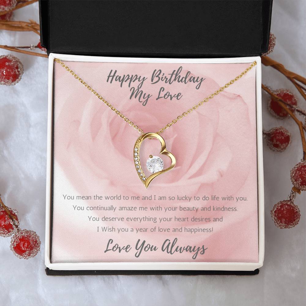 Wife Heart Necklace Birthday Beauty, Kindness - Rose