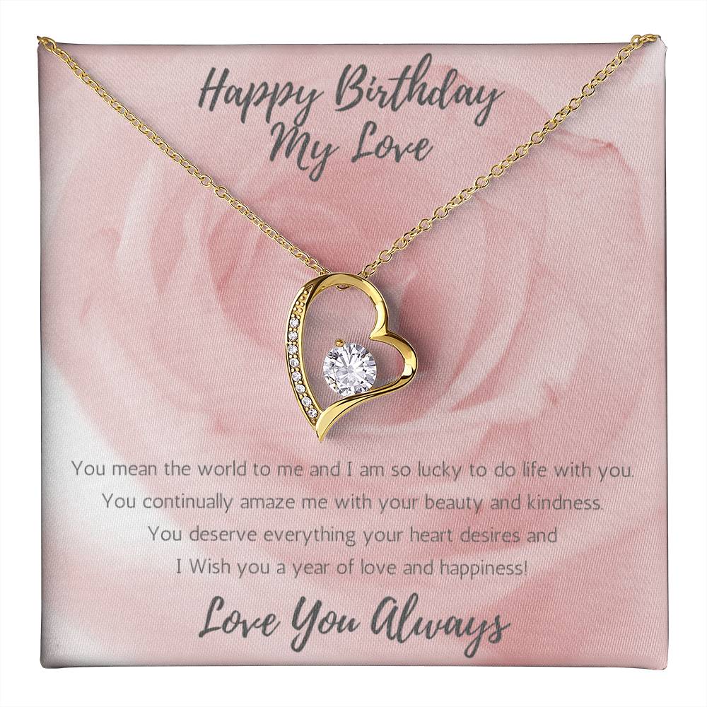 Wife Heart Necklace Birthday Beauty, Kindness - Rose