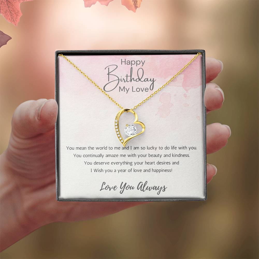 Wife Heart Necklace Birthday Beauty, Kindness- Pink