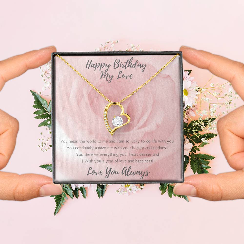 Wife Heart Necklace Birthday Beauty, Kindness - Rose