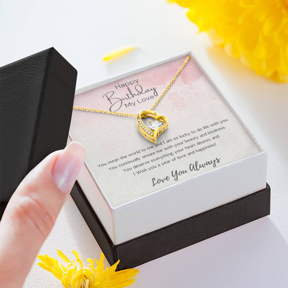 Wife Heart Necklace Birthday Beauty, Kindness- Pink