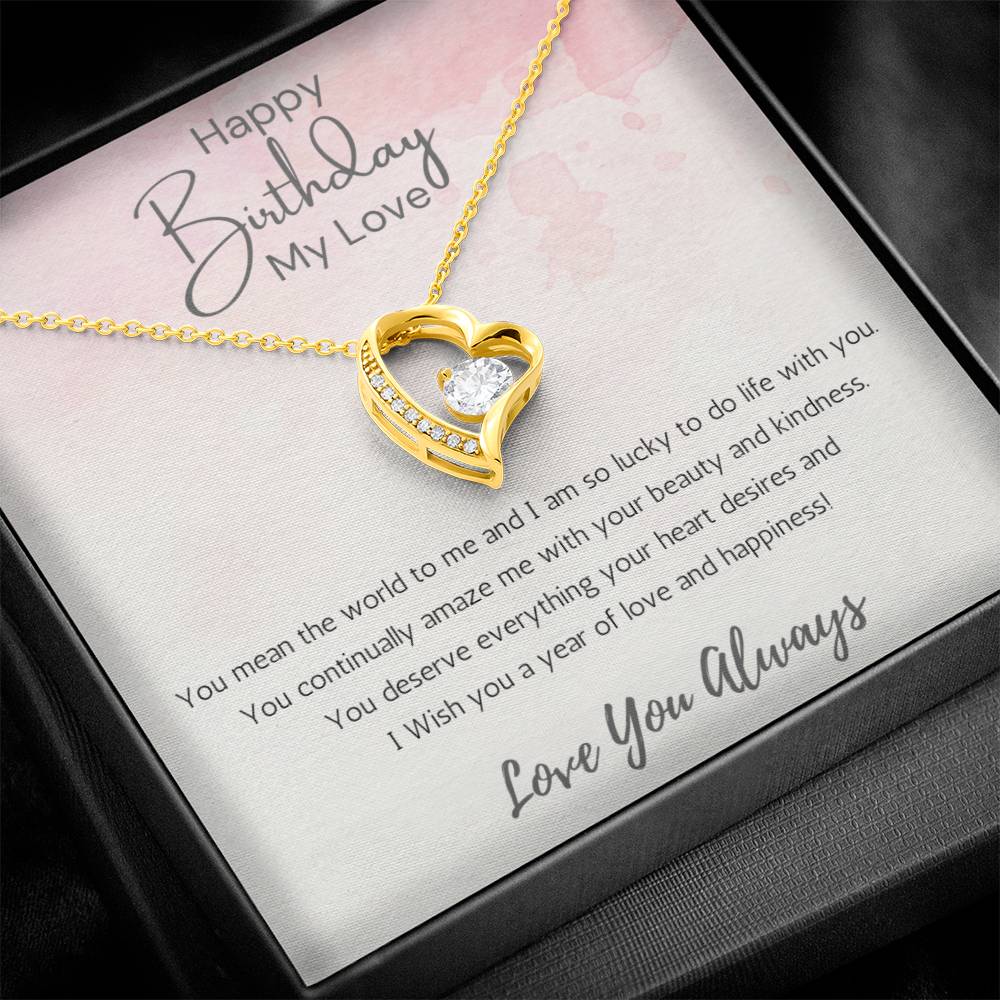 Wife Heart Necklace Birthday Beauty, Kindness- Pink