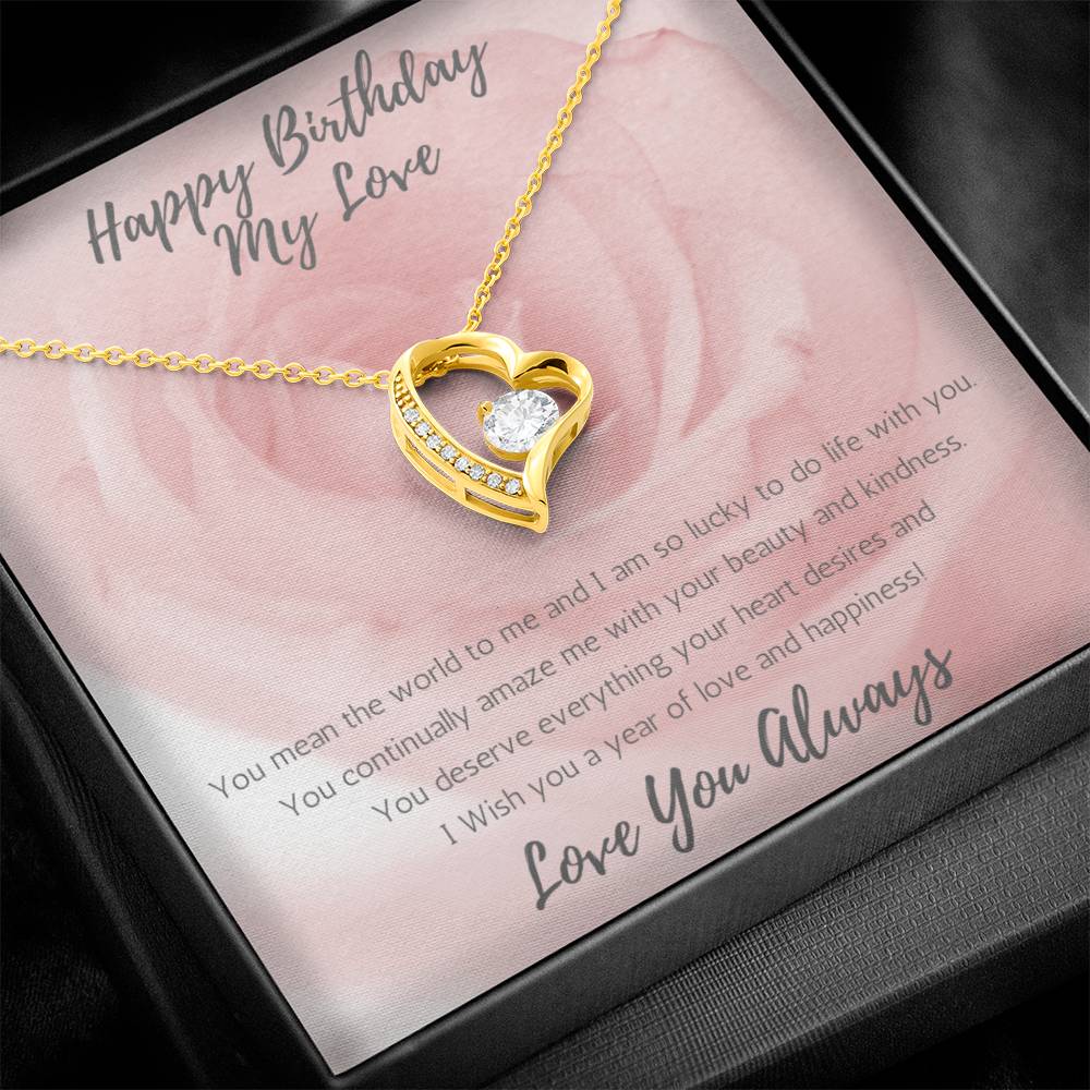 Wife Heart Necklace Birthday Beauty, Kindness - Rose