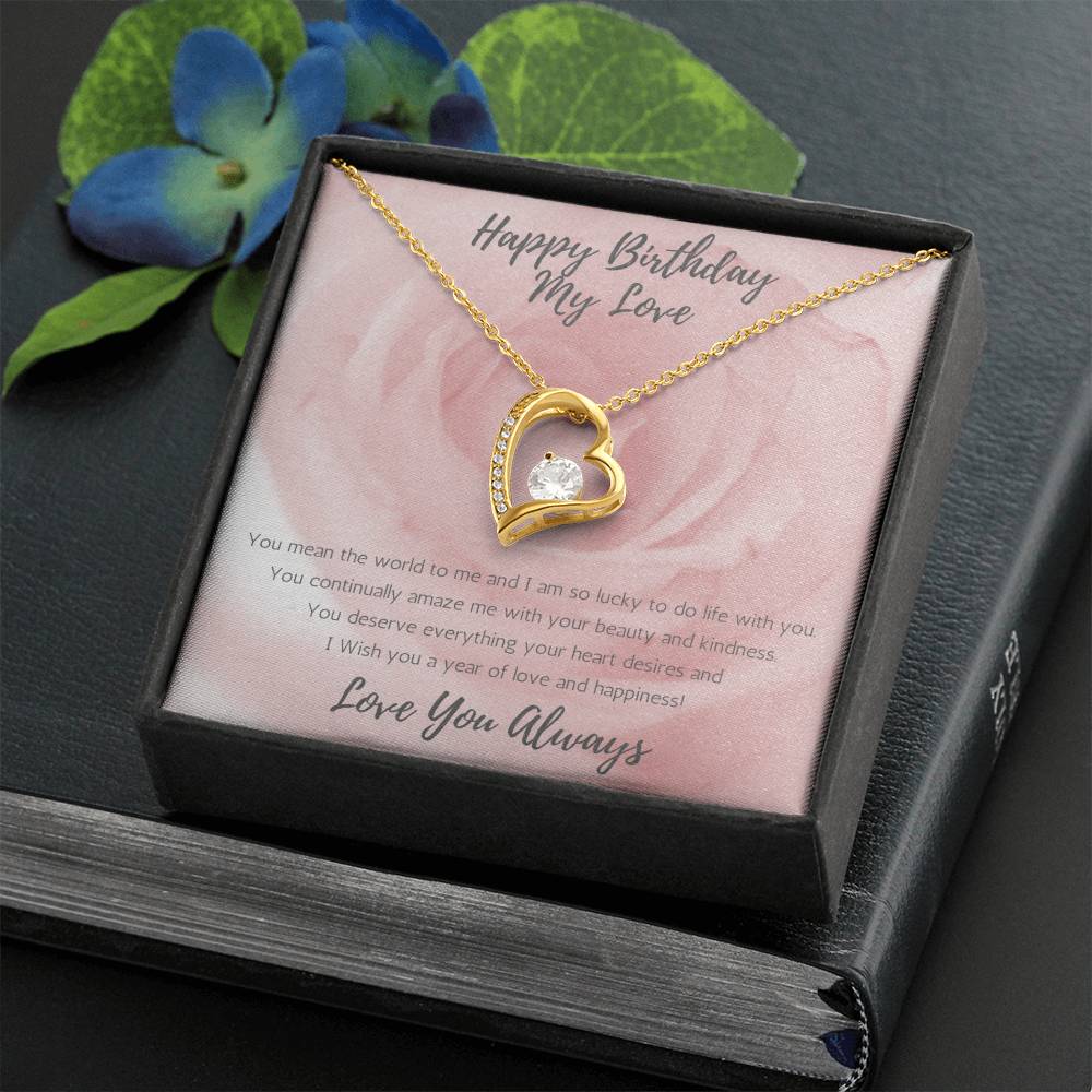 Wife Heart Necklace Birthday Beauty, Kindness - Rose