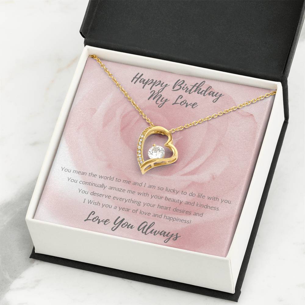 Wife Heart Necklace Birthday Beauty, Kindness - Rose