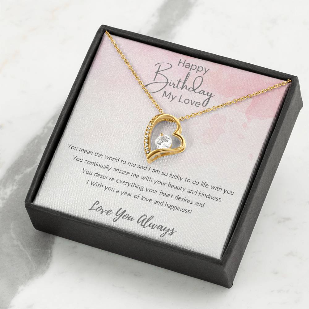 Wife Heart Necklace Birthday Beauty, Kindness- Pink