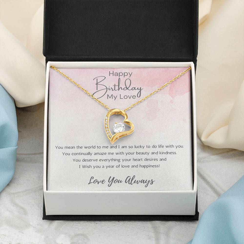 Wife Heart Necklace Birthday Beauty, Kindness- Pink