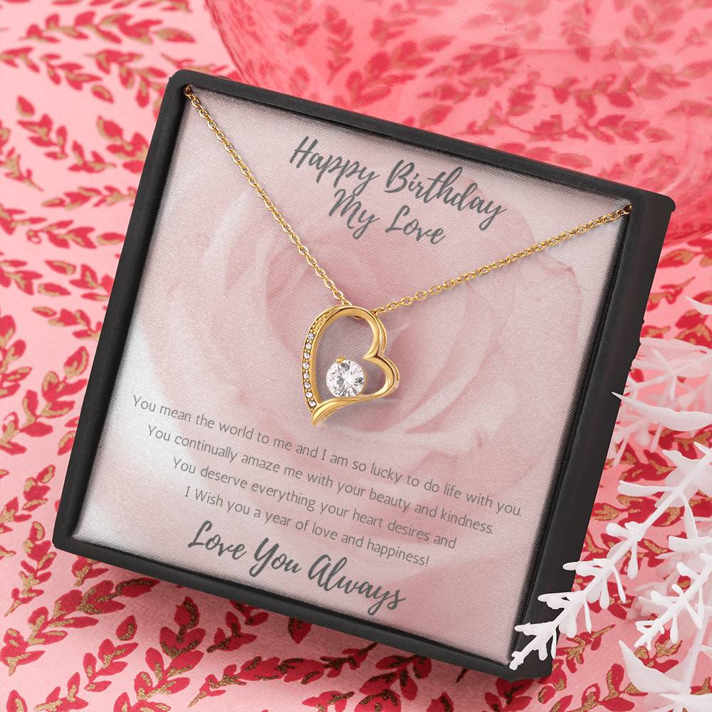 Wife Heart Necklace Birthday Beauty, Kindness - Rose