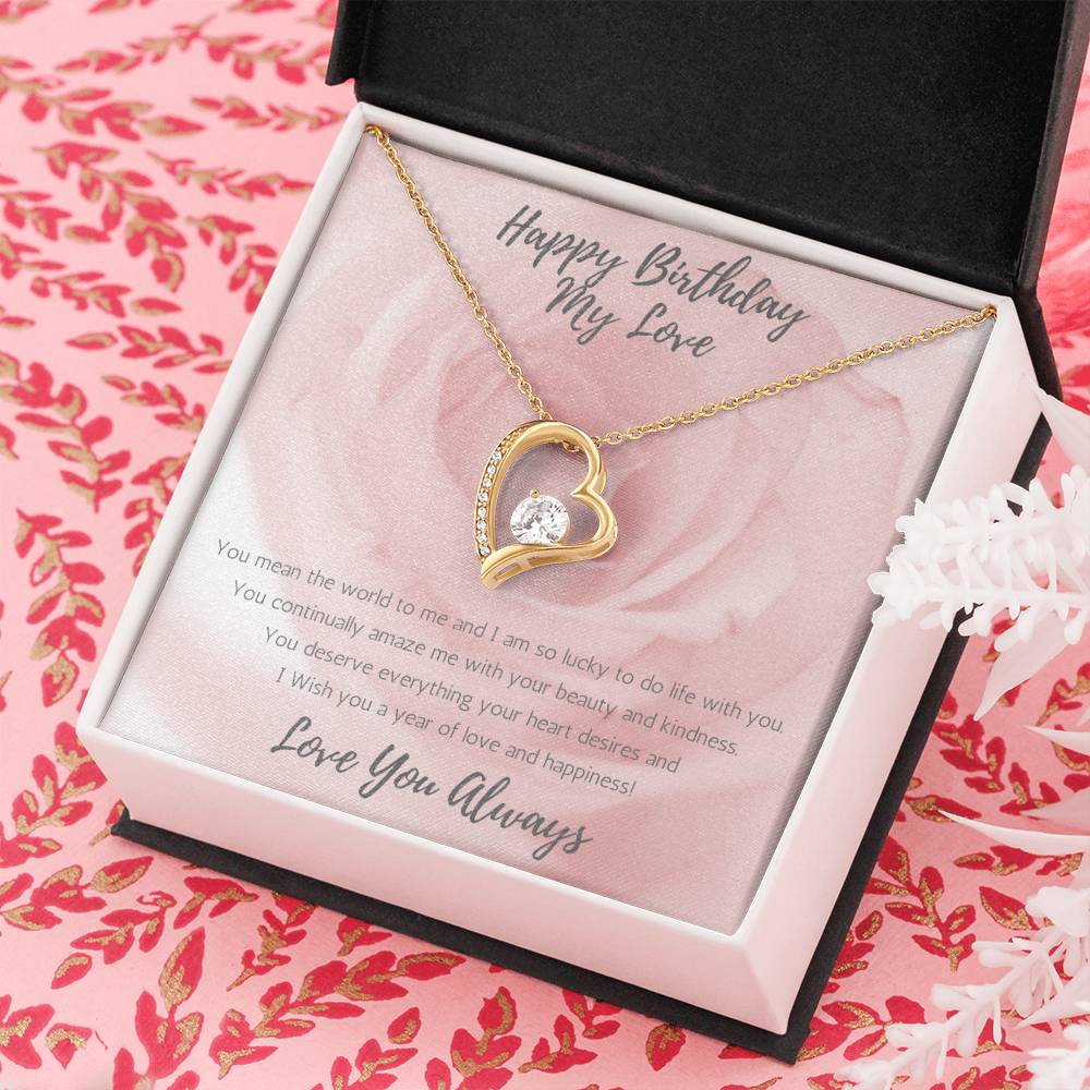 Wife Heart Necklace Birthday Beauty, Kindness - Rose