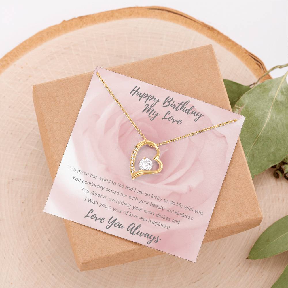 Wife Heart Necklace Birthday Beauty, Kindness - Rose