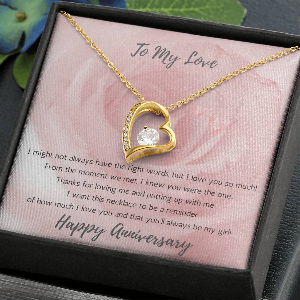 Wife Heart Necklace Anniversary My Girl - Rose