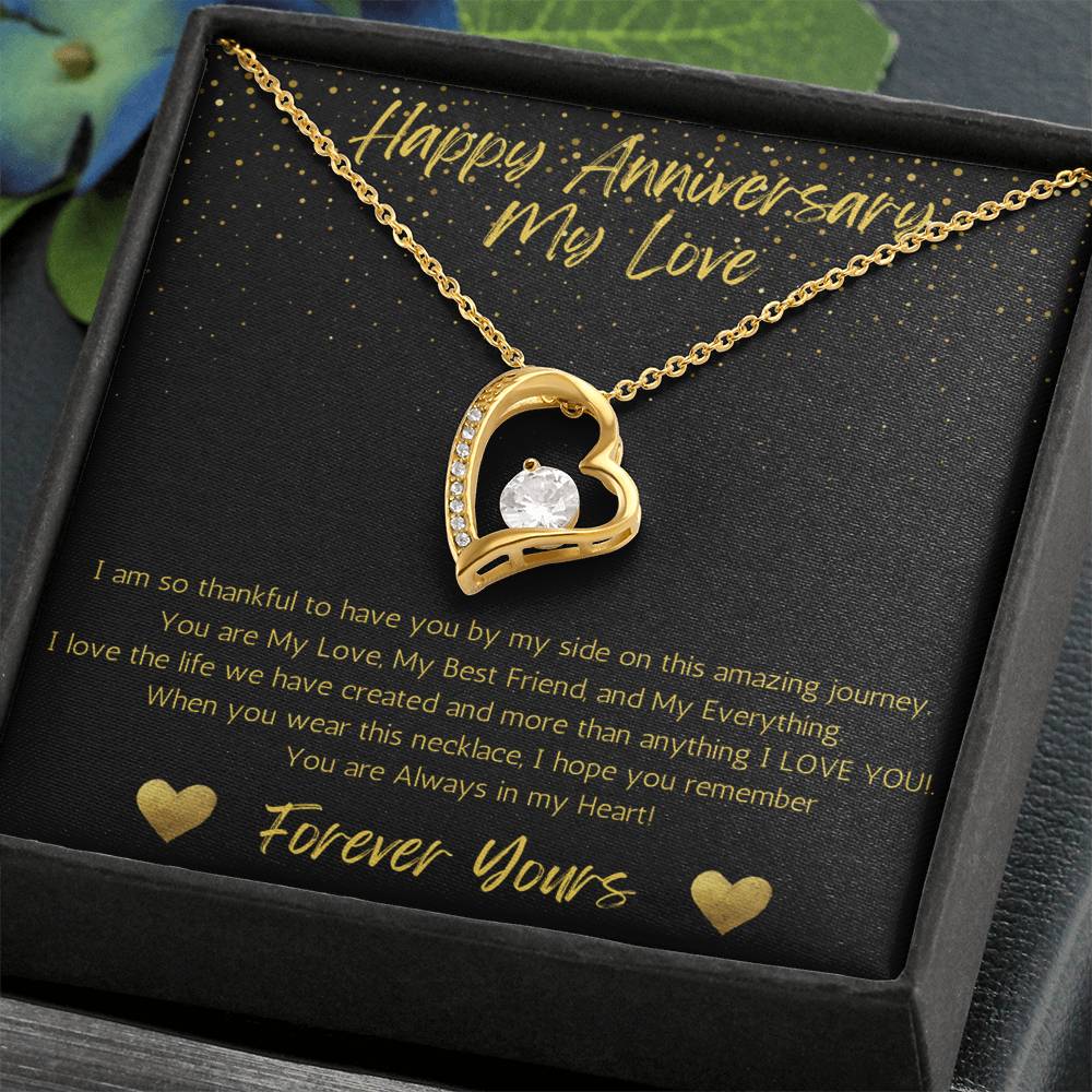 Wife Heart Necklace Anniversary My Everything- Black