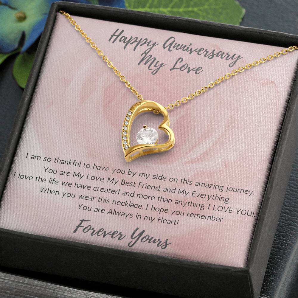 Wife Heart Necklace Anniversary My Everything - Rose