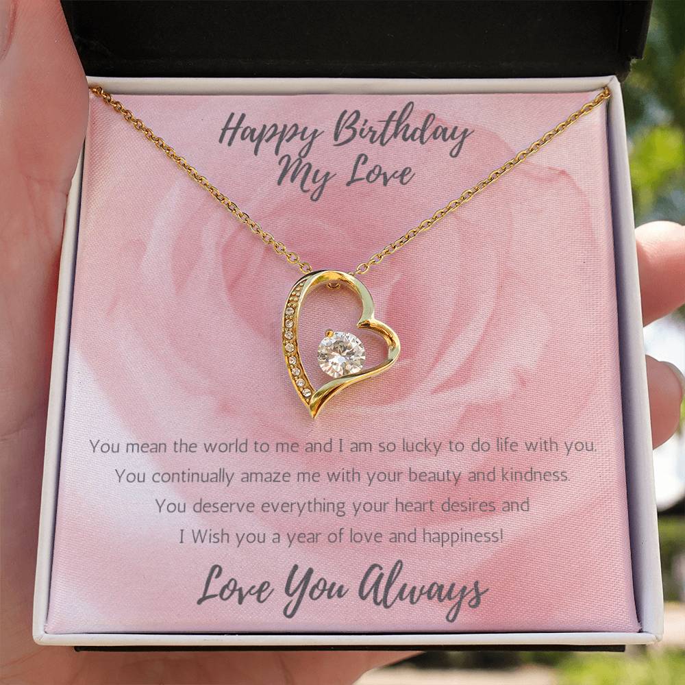 Wife Heart Necklace Birthday Beauty, Kindness - Rose